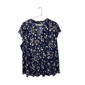 CocoMo Blue and Yellow Blouse 1X